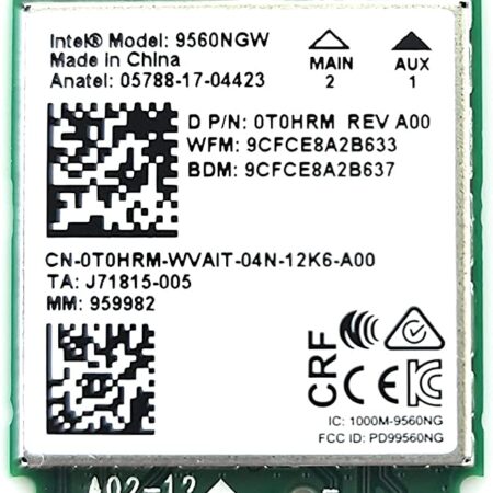Intel Wireless-AC 9560, M.2 2230, 2X2 Ac+Bt, Gigabit, No Vpro (9560.NGWG.NV)