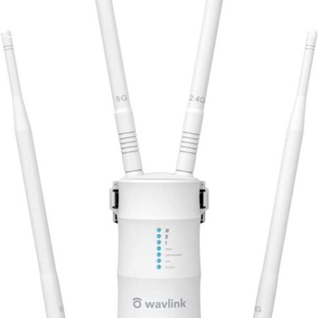 WAVLINK AC1200 High Power Outdoor Weatherproof WiFi Range Extender/Access Point/Router/Mesh with Passive POE, Dual Band 2.4GHz 300Mbps+5.8 GHz 867Mbps, 4x7dBi Detachable Omni Directional Antenna